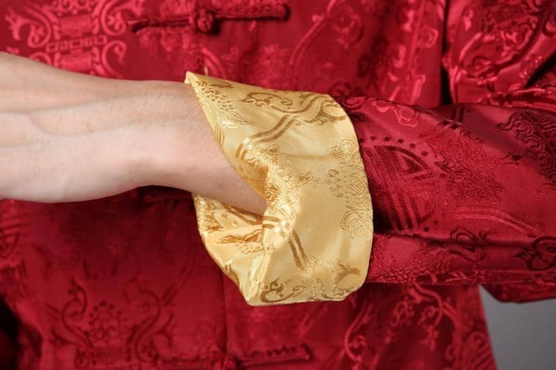 Cuff of Red and Gold Tangzhuang Jacket for Chinese New Year