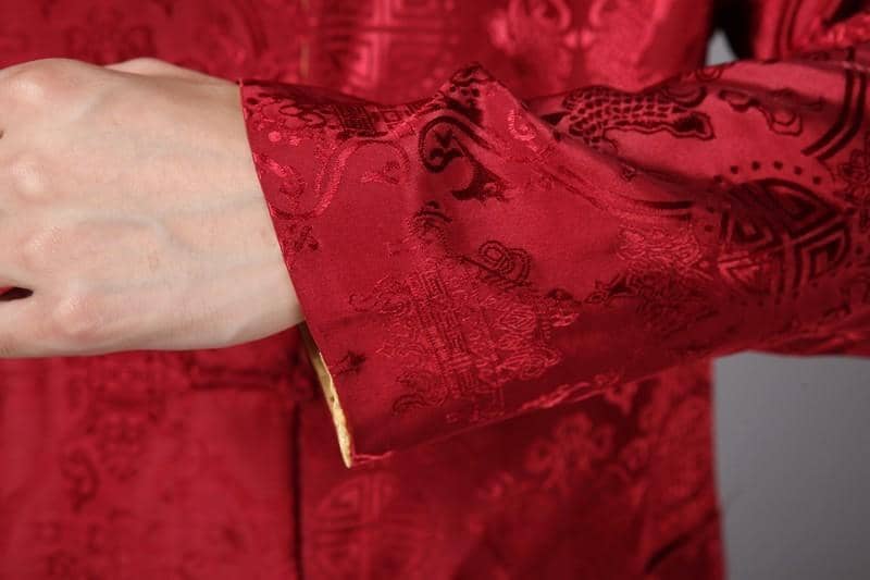 Cuff of Red and Gold Tangzhuang Jacket for Chinese New Year