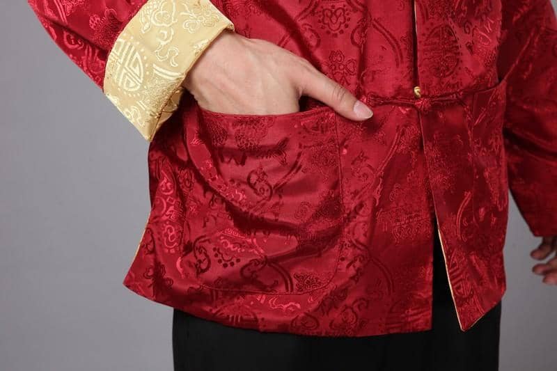 Pocket of Red and Gold Tangzhuang Jacket for Chinese New Year