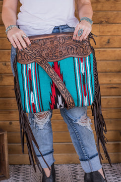 The Maddox Saddle Blanket Purse - Turquoise