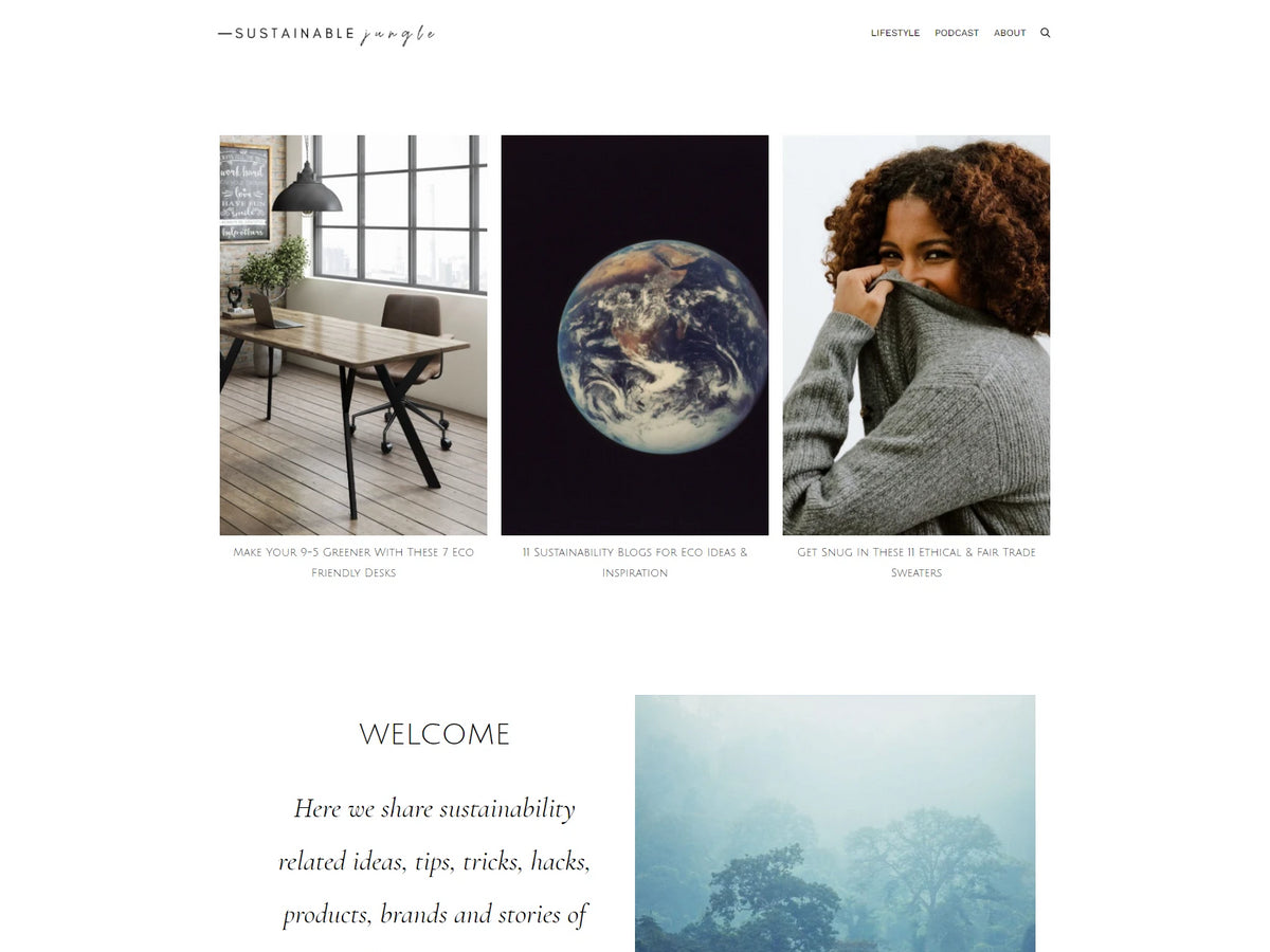 Sustainable Jungle homepage