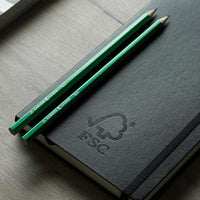 journal and pencils made from FSC certified materials