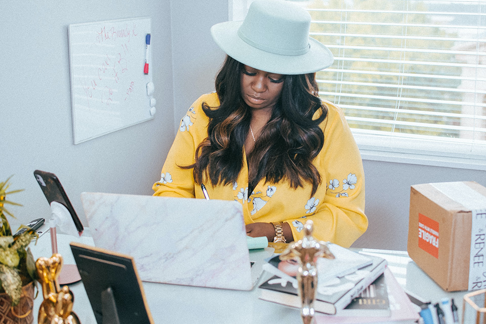 woman working at her desk