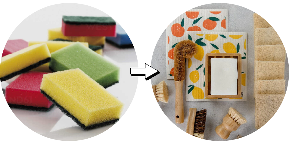 Swap plastic sponges for plastic-free cleaning tools