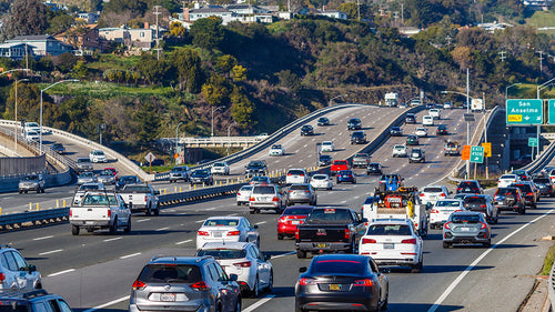 Cars on a freeway