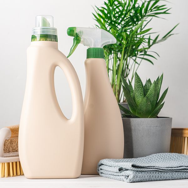 Bottled cleaning products marketed as eco-friendly