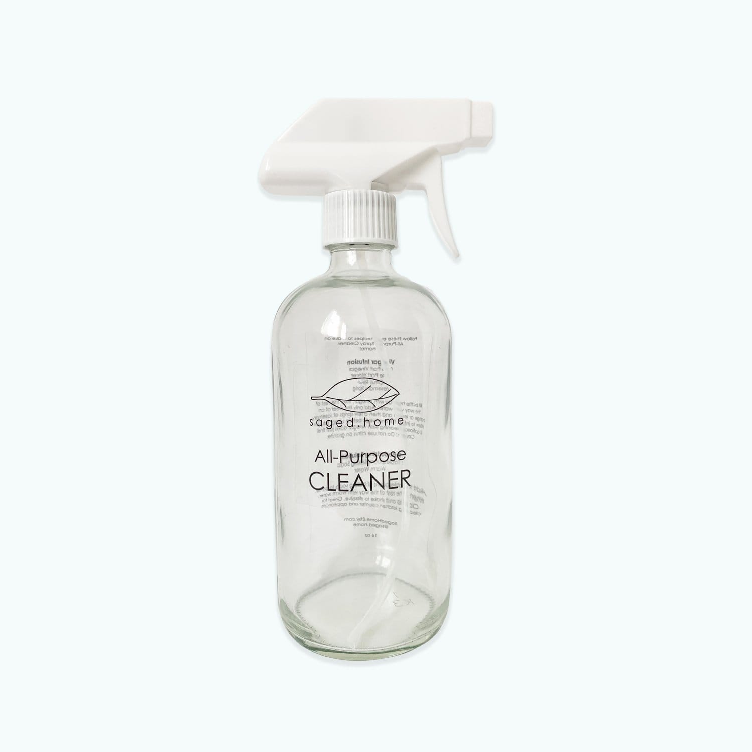 Glass Spray Bottle labeled all purpose cleaner