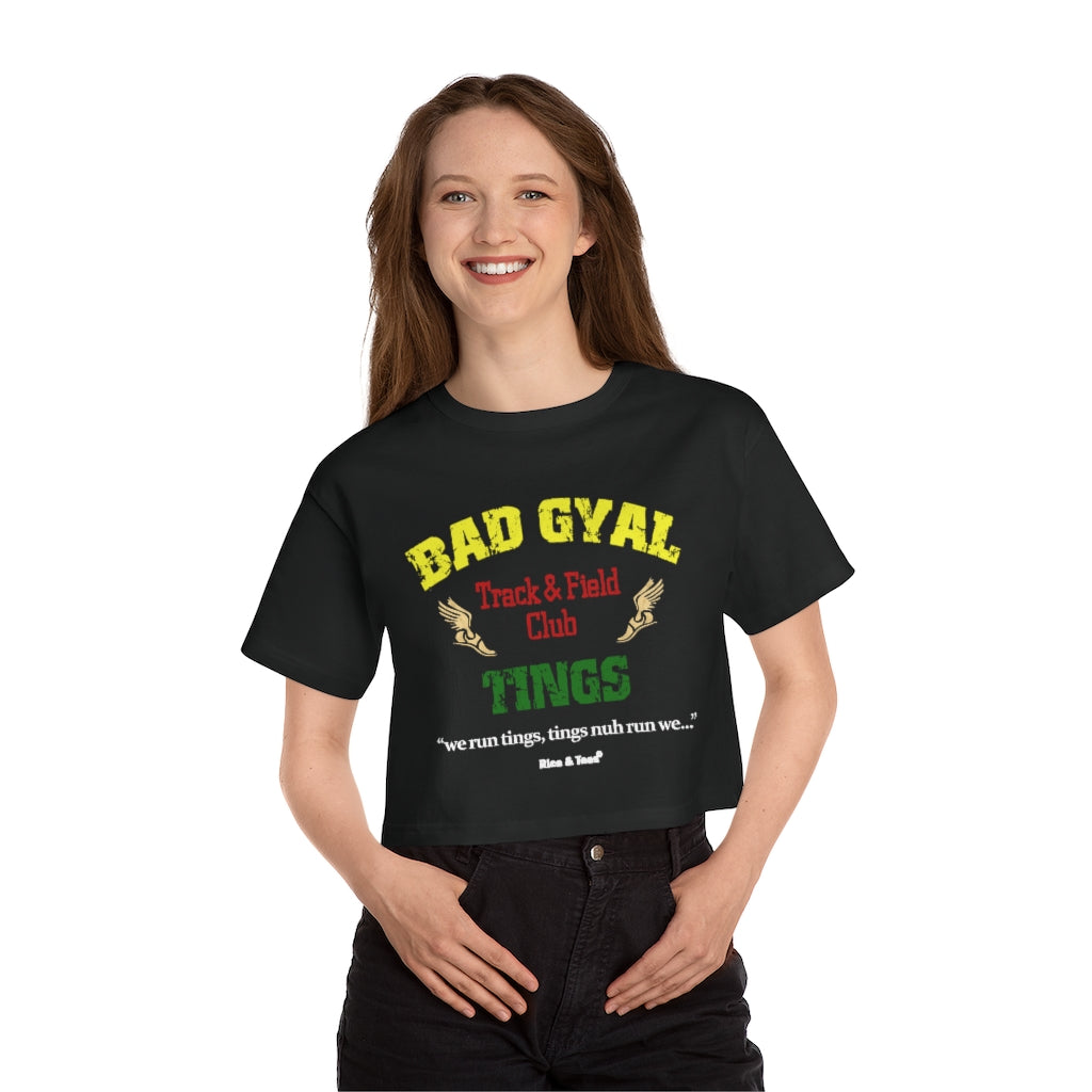 BAD GYAL TINGS & FIELD Champion Heritage Cropped T- – Rice &