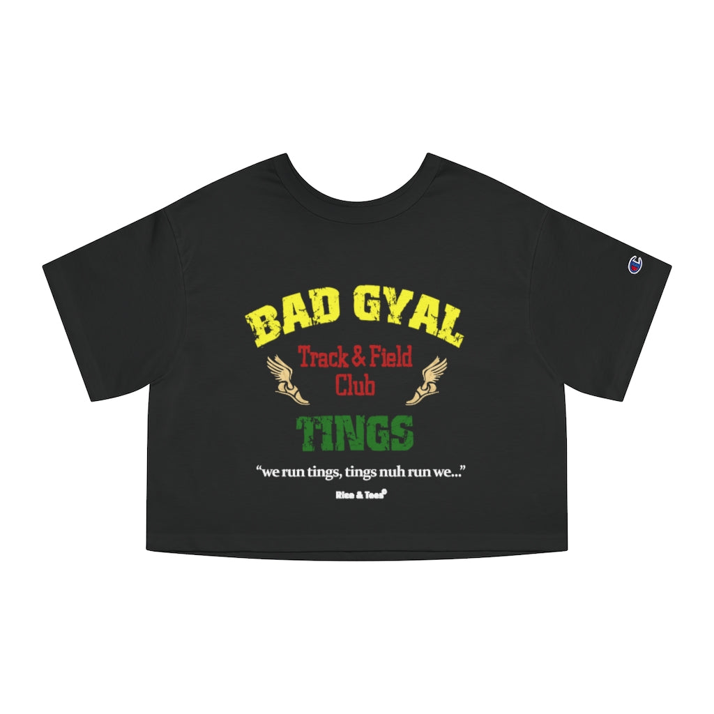 BAD GYAL TINGS & FIELD Champion Heritage Cropped T- – Rice &