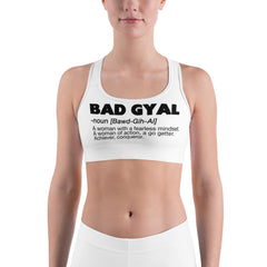 BAD GYAL DEFINITION Sports bra WHITE – Rice & Tees