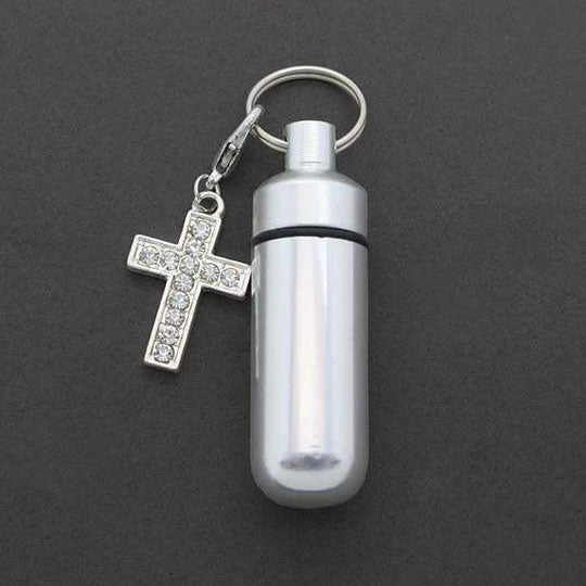 Cremation Ashes Holder Urn Vial with Rhinestone Cross Charm – Angels ...