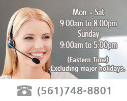 Customer Support icon with an image of a woman with a headset on. Customer support is available Monday thru Saturday 9:00 a.m. Eastern Time to 8:00 p.m. Saturday and from 9:00 a.m. Eastern Time to 5:00 p.m. Eastern Time on Sunday at TEL: (561) 748-8801 or you can send an email to customerservice@jcwesternwear.com