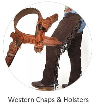 Image shoes Western Rodeo Chaps and Holsters. If you need any further assistance or occomidation please contact us Monday thru Friday from 10 a.m. eastern time to 8 p.m. eastern time at TEL: five six one seven four eight eight eight zero one.