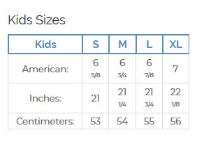 Bullhide Hats Size Chart for Kids