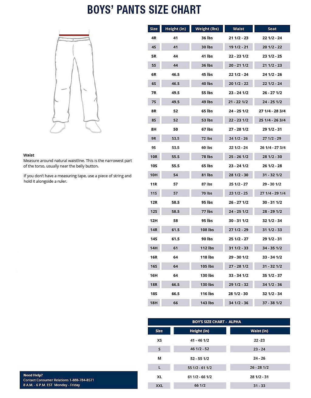 Wrangler Boy Jeans Size Chart