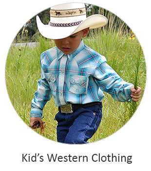 Kid's Western Apparel. image of young cowboy dressed in western apparal. Link leads to Childrens Western Apparal. If you need any further assistance or occomidation please contact us Monday thru Friday from 10 a.m. eastern time to 8 p.m. eastern time at TEL: five six one seven four eight eight eight zero one.