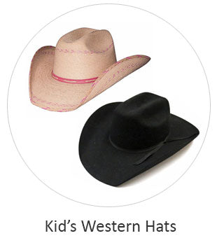 Children's Western Hats and BallCaps. Image shows two western hats. Link directs to childrens western hats. If you need any further assistance or occomidation please contact us Monday thru Friday from 10 a.m. eastern time to 8 p.m. eastern time at TEL: five six one seven four eight eight eight zero one.