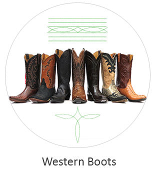 Image displays various Cowboy Boots. Link directs to mens western boots. Link opens in the same window. If you need any further assistance or occomidation please contact us Monday thru Friday from 10 a.m. eastern time to 8 p.m. eastern time at TEL: five six one seven four eight eight eight zero one. Tel: (561)748-8801