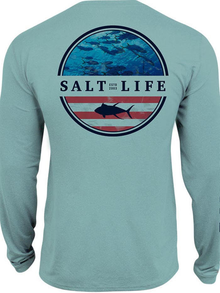 Salt Life SLM6128-SEGHT Mens RESPECT Performance LS SLX Pocket Tee Sea ...