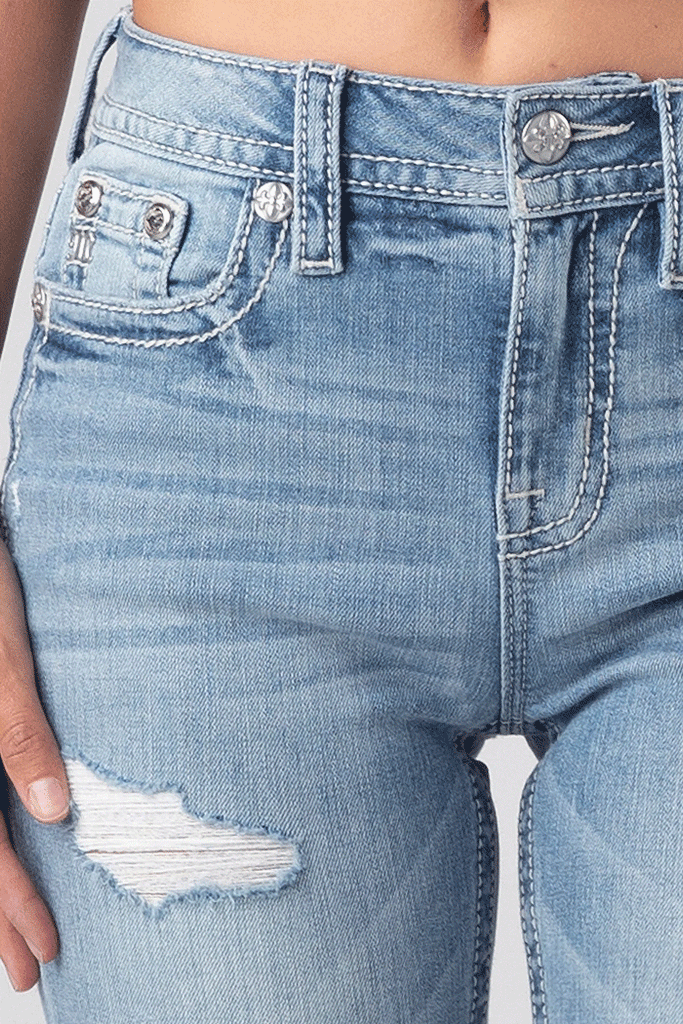 Miss Me H3636B42 Womens Classic Torn Bootcut Jeans Light Blue – J.C.  Western® Wear