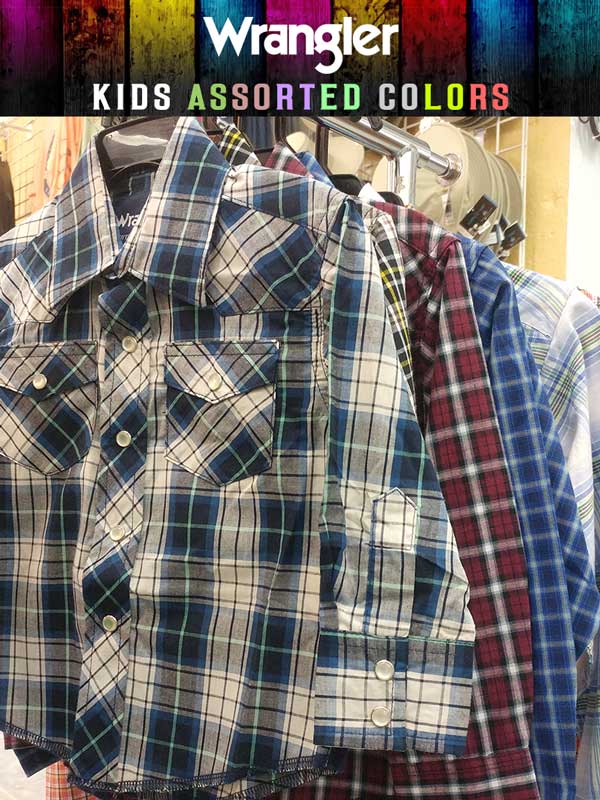 Kids Wrangler Assorted Long Sleeve Plaid Western Snap Shirt 201WAAL – .  Western® Wear