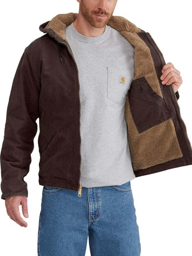 Carhartt Mens Sandstone Sherpa Lined Dark Brown Sierra Jacket J141 Dkb J C Western® Wear