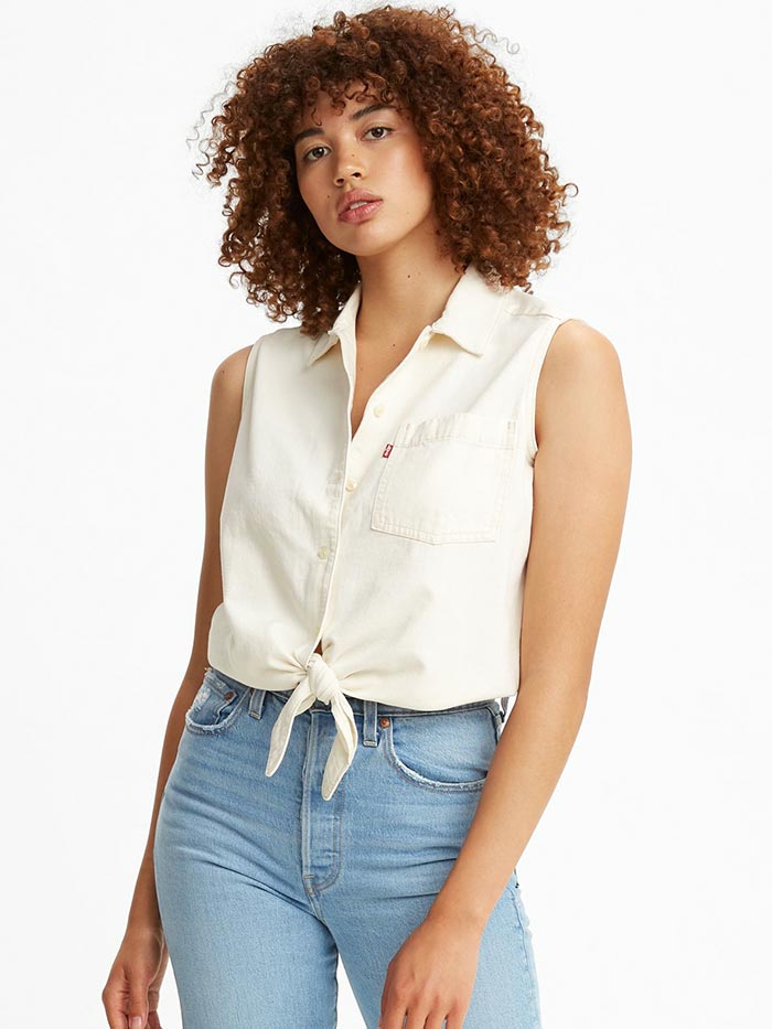 Levis 299580004 Womens Rumi Sleeveless Button Up Shirt Icy Ecru – .  Western® Wear