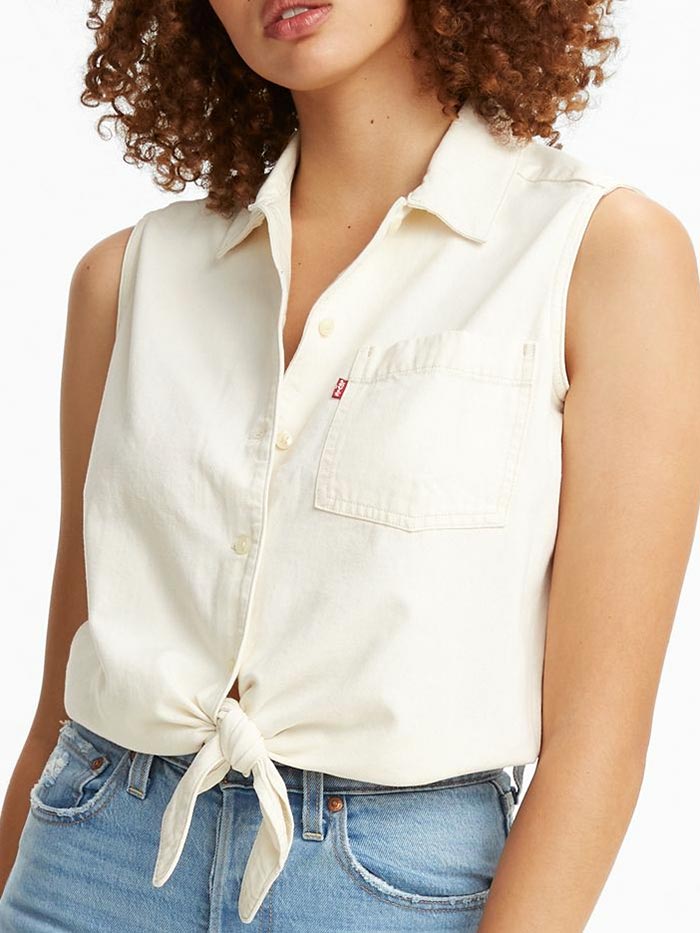 Levis 299580004 Womens Rumi Sleeveless Button Up Shirt Icy Ecru – .  Western® Wear