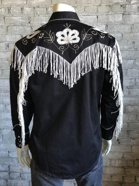 Rockmount 6723 Mens Vintage Fringe Embroidered Western Shirt Black – J ...