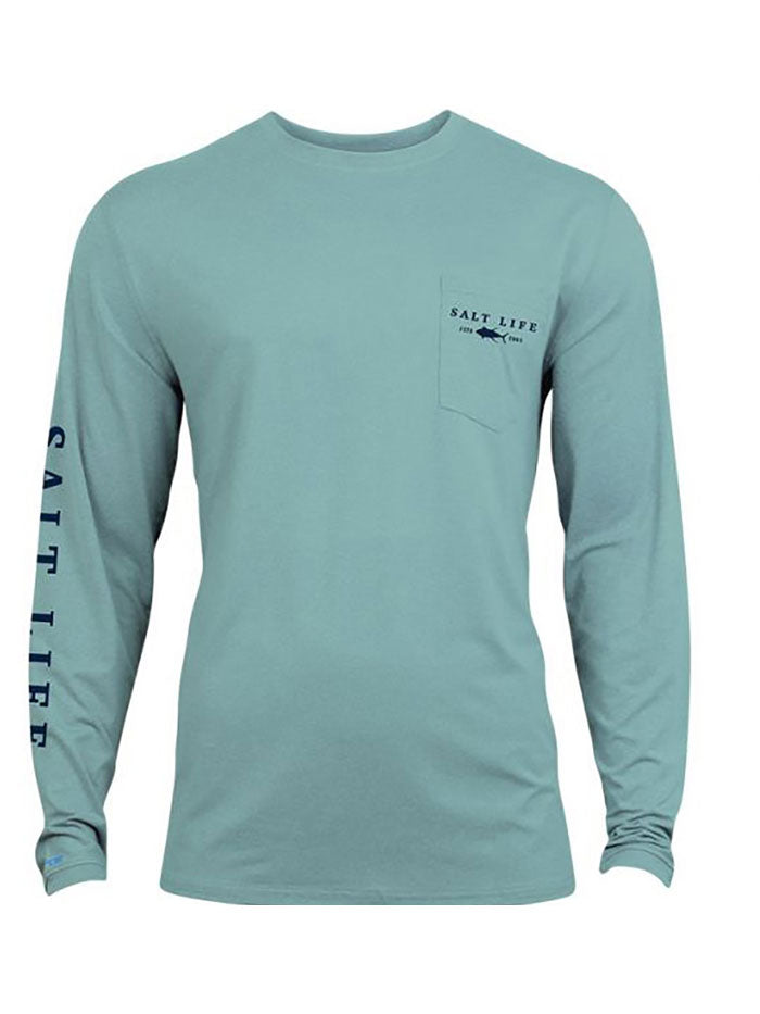 Salt Life SLM6128-SEGHT Mens RESPECT Performance LS SLX Pocket Tee Sea Green