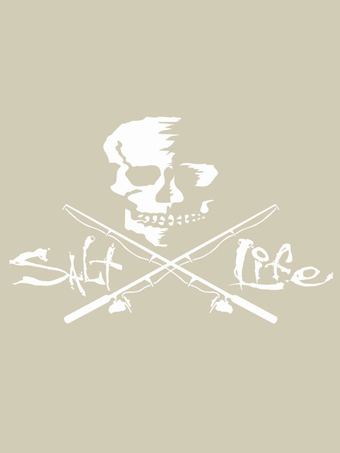 Salt Life Skull and Poles Decal Sticker 11x6 SAD934-White