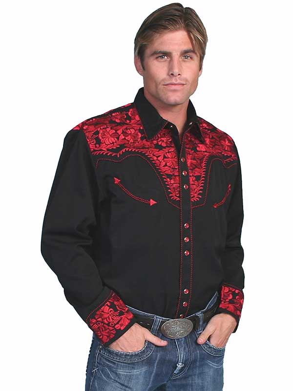 black and red western shirt