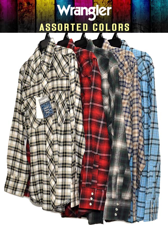 Assorted Wrangler Mens Plaid Long Sleeve Flannel Shirt 75098AA – .  Western® Wear