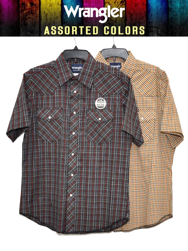 Assorted Wrangler Mens Western Short Sleeve Plaid Shirt 76204PP – J.C