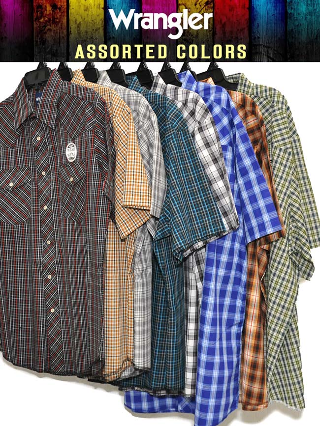 Assorted Wrangler Mens Western Short Sleeve Plaid Shirt 76204PP-76932P –  . Western® Wear