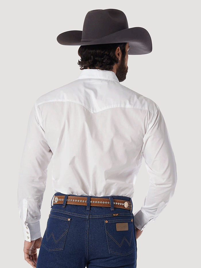 Wrangler 71105WH Mens Solid Broadcloth Western Snap Shirt White – .  Western® Wear