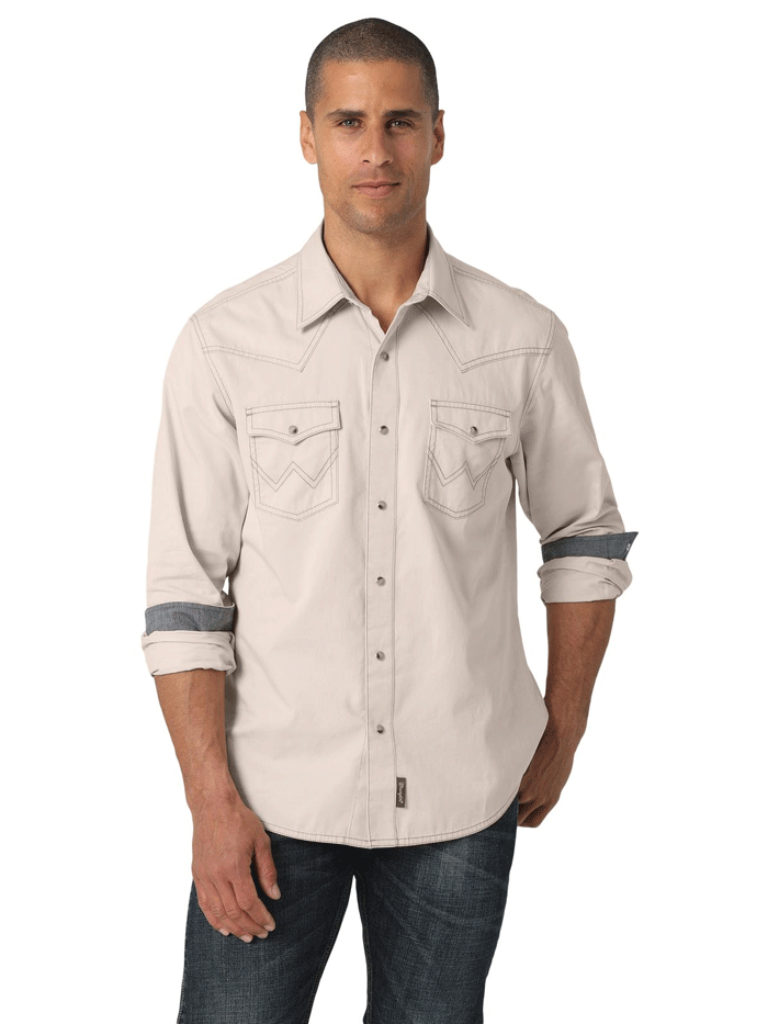 Wrangler 112327789 Mens Retro Premium Long Sleeve Shirt Tan – . Western®  Wear