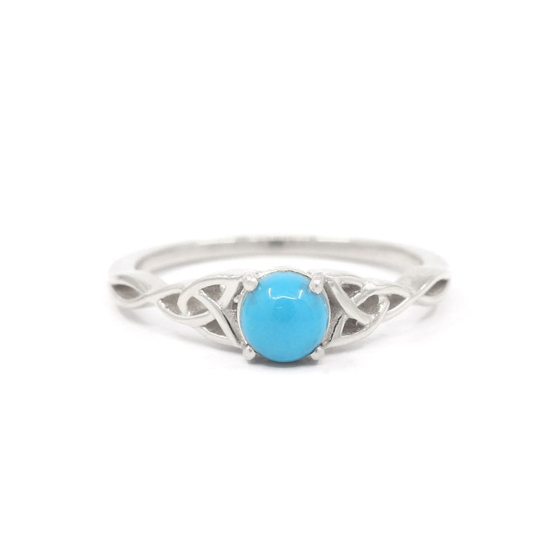 14K NATURAL TURQUOISE TWIST ENGAGEMENT RING.