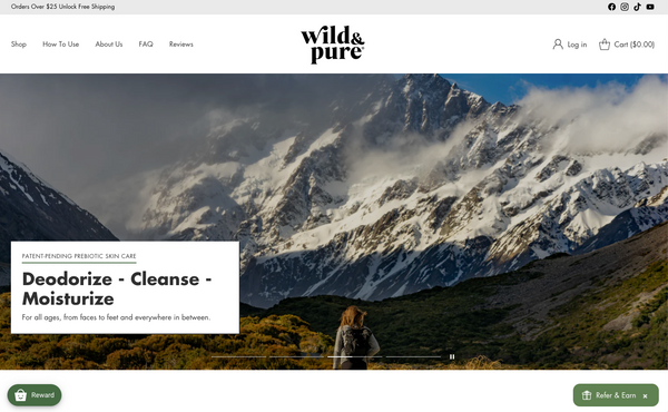 New Wild & Pure website refresh with ways to earn rewards
