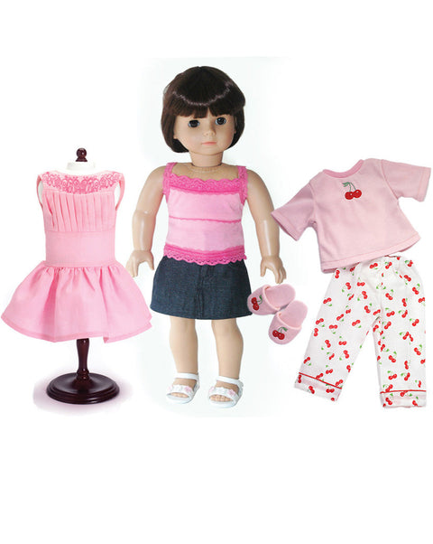 Dress Along Dolly Cute Bunny Pajamas Doll Outfit for American Girl & 18  Dolls (3 Piece Set) - Clothes Include Rabbit Shirt, Pants, & Bunny Slippers  