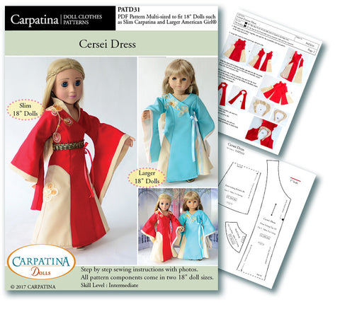 PDF Dolls Pattern for 1850s Promenade Dress With Pagoda Sleeve, Doll  Pattern Comes in 2 Sizes: for 18 American Girl & Slim Carpatina Dolls -   Canada