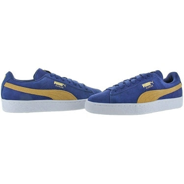 blue and yellow puma suede