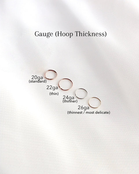 20 Gauge 22 Gauge 24 Gauge 26 Gauge Nose Hoop Chart | Thin Nose Hoop | IB Jewelry