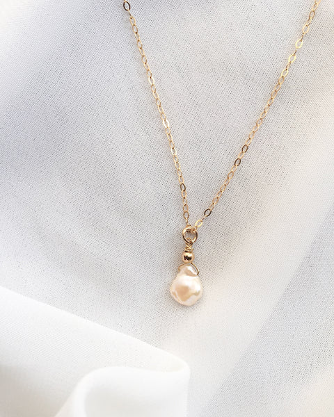 Organic Pearl Drop Necklace | Simple Delicate Necklace | IB Jewelry