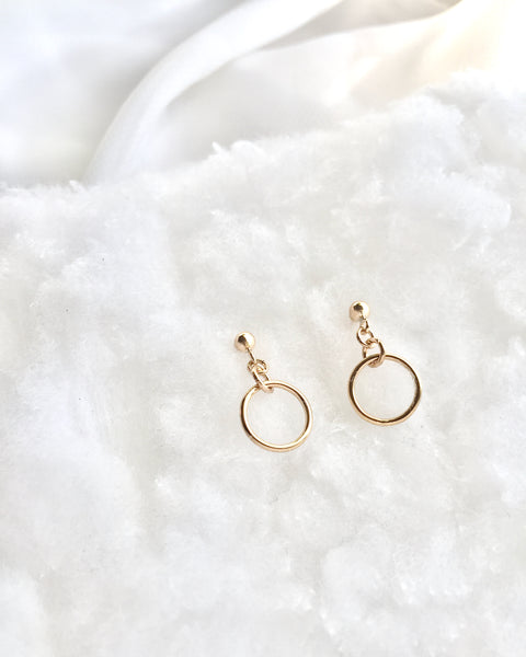 Mini Open Circle Drop Earrings | Minimalist Everyday Earrings | IB Jewelry