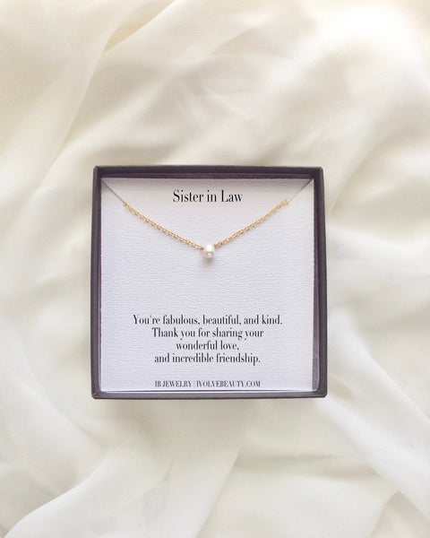 Sister in Law Small Pearl Necklace | Sister in Law Jewelry Gifts | IB Jewelry