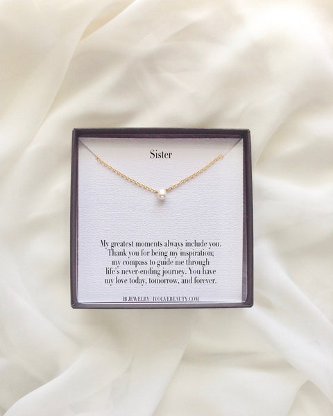 Sister Simple Pearl Necklace | Sister in Law Jewelry Gifts | IB Jewelry