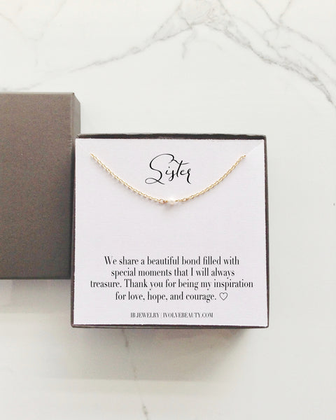 Sister Gift Tiny Single Pearl Necklace | Sister in Law Jewelry Gifts | IB Jewelry