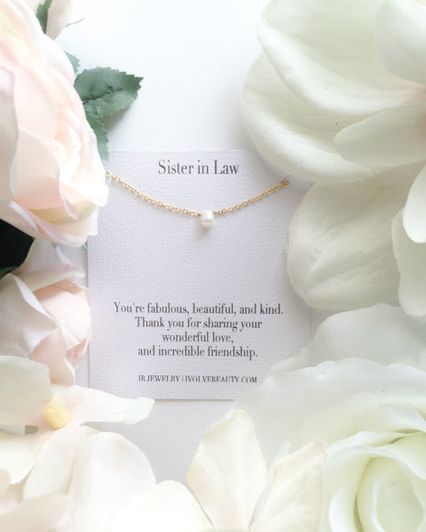 Sister in Law Necklace Gift | Small Pearl Necklace | IB Jewelry