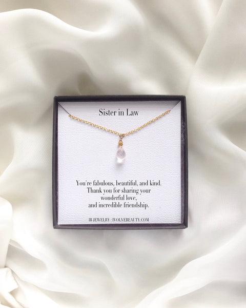 Sister in Law Rose Quartz Necklace | Sister in Law Jewelry Gift | IB Jewelry